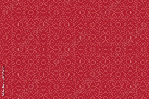 Japanese seamless pattern in oriental geometric traditional style. 3d festive ornament for lunar chinese new year decoration. Red and golden abstract asian vector creative motif. Vintage tiger.