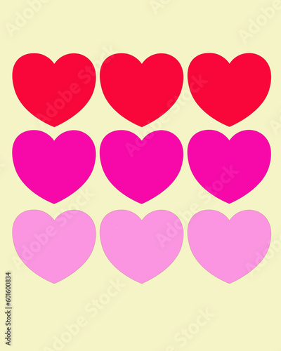 red pink hearts on yellow background