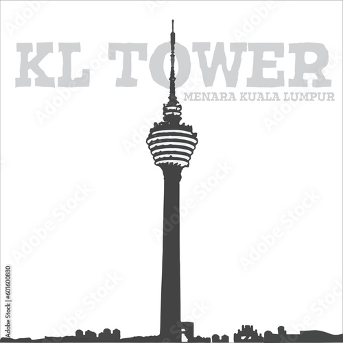 Tallest communication tower in Malaysia drawing in black and white.
Suitable design for postcard, creative arts, t shirts design