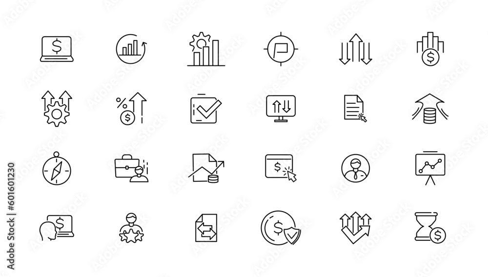 Growth and success line icons collection. Big UI icon set in a flat design. Thin outline icons pack. Growth and success line icons collection. Big UI icon set in a flat design. Thin outline icons pack.