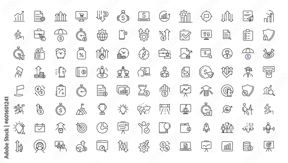 Growth and success line icons collection. Big UI icon set in a flat design. Thin outline icons pack. Growth and success line icons collection. Big UI icon set in a flat design. Thin outline icons pack.