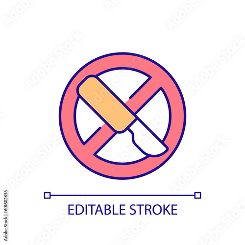No surgery RGB color icon. Non surgical face lift. Medical procedure. Minimally invasive. Skin tightening. Health service. Isolated vector illustration. Simple filled line drawing. Editable stroke