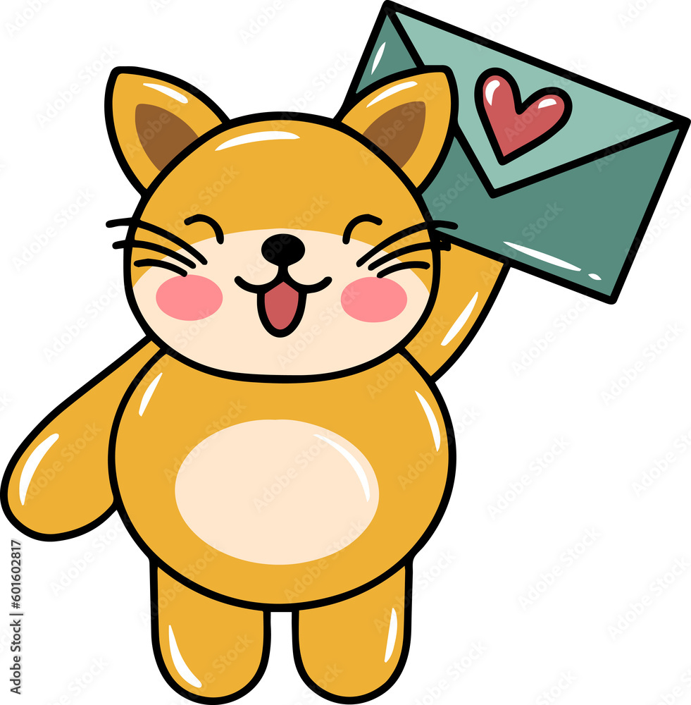 Fototapeta premium Cat Cartoon for Valentines Day