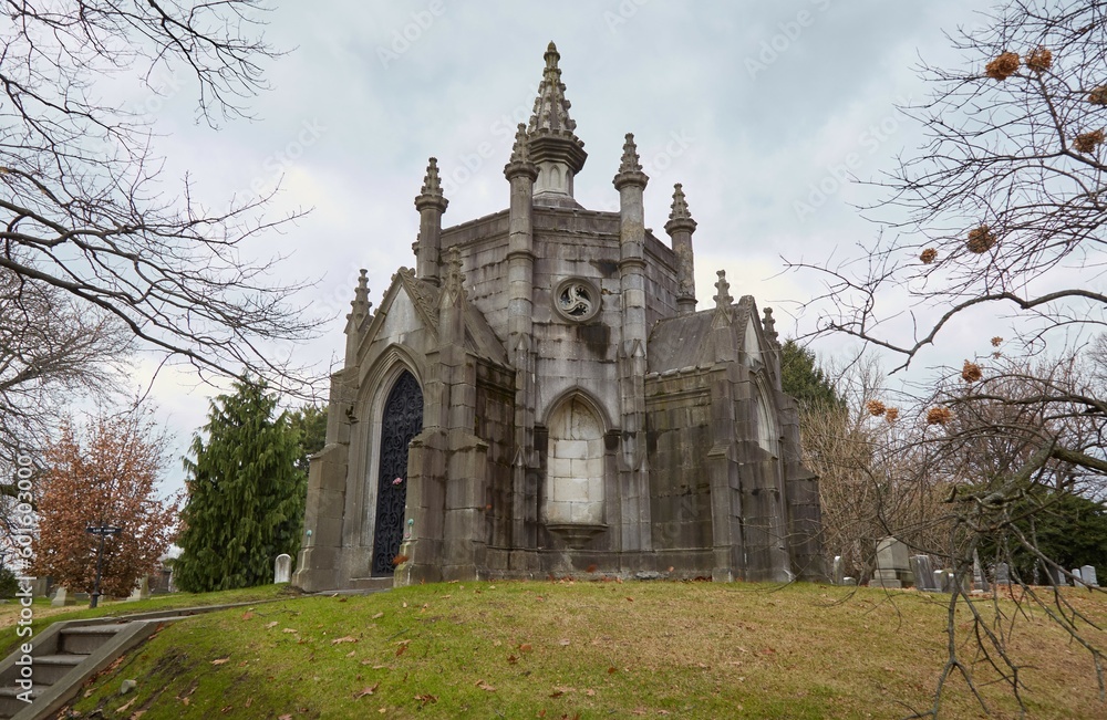 Naklejka premium Green-Wood Cemetery isn't only a graveyard for influential figures, but it once served as NYC's prominent green space