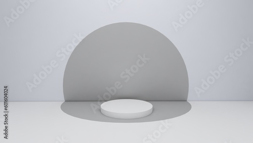 Empty podium or pedestal display on white bakcground with box stand concept 3D illustration 3D rendering