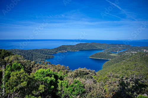 Scenic view ot Large and Small lake on Mljet island in Croatia