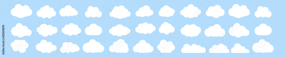 Cloud. Abstract white cloudy set isolated on blue background.Set of clouds. Vector illustration