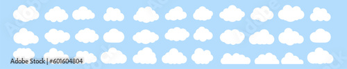 Cloud. Abstract white cloudy set isolated on blue background.Set of clouds. Vector illustration
