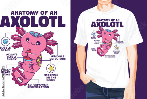 t shirt design concept of axolotl anatomy