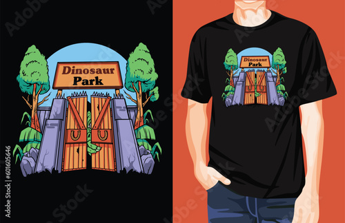 t-shirt design of dinosaur park for kids