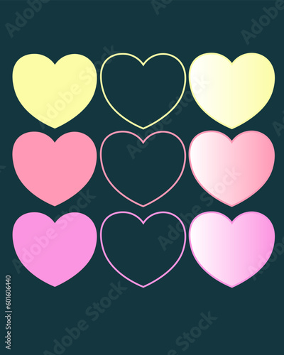 shapes of hearts on black background