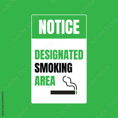 Permitted smoking area sign, smoking allowed here banner, designated smoking area sign