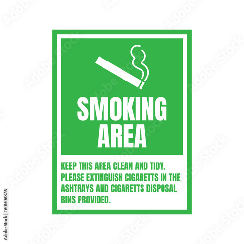 Designated smoking area sign, permitted smoking zone, special vaping zone sign