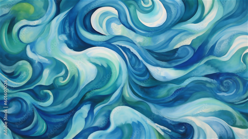 Obraz premium Generative AI, An abstract wave pattern in shades of blue, green, and white