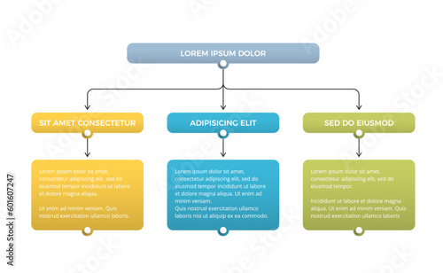 Diagram - infographic template, flowchart with 3 elements