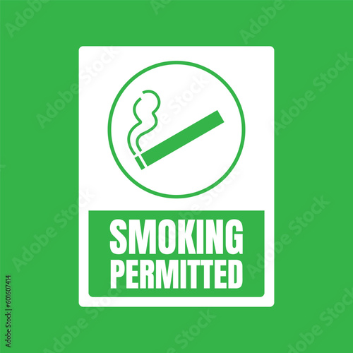 Permitted smoking area sign, smoking allowed here banner, designated smoking area sign