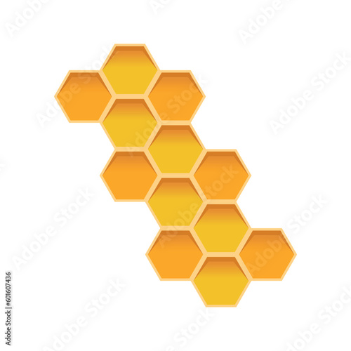 yellow honeycombs of a beehive on a white background