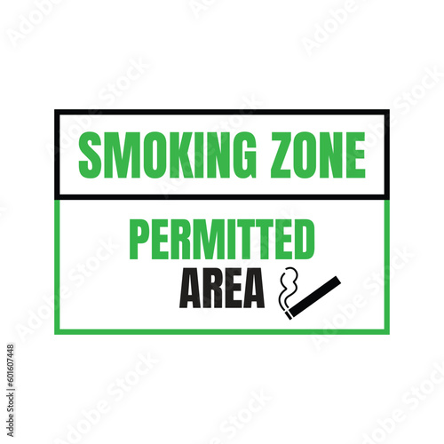Permitted smoking area sign, smoking allowed here banner, designated smoking area sign