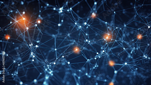 Wallpaper Mural Interconnected nodes representing neurons in an artificial neural network, background with empty space for text, generative AI Torontodigital.ca