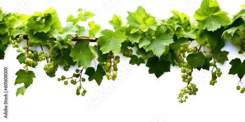 Bush grape or three-leaved wild vine ivy plant bush on white background