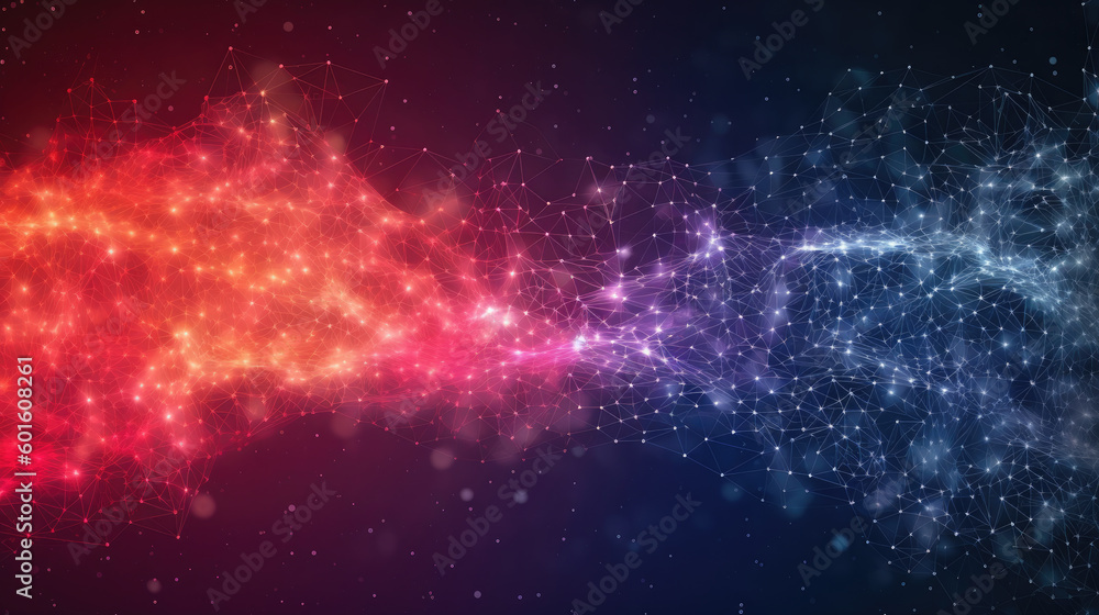 Naklejka premium Two neural networks competing to generate and evaluate new data, background with empty space for text, generative AI