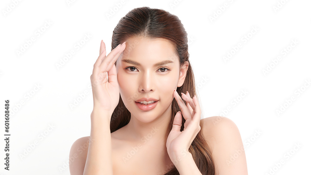 Beautiful young asian woman with clean fresh skin on white background, Face care, Facial treatment, Cosmetology, beauty and spa, Asian women portrait. Beautiful young asian woman with clean fresh skin on white background, Face care, Facial treatment, Cosmetology, beauty and spa, Asian women portrait.