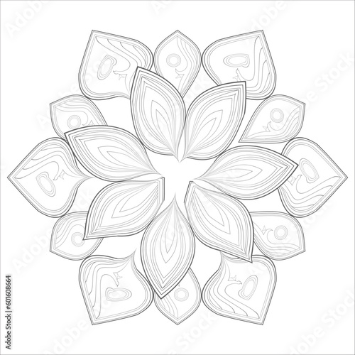 Delightful coloring page for mindful relaxation of the adult. Colouring page for therapy practice. Coloring sheet for fun project