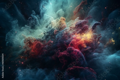 A nebula-filled abstract space backdrop in 3D. Generative AI