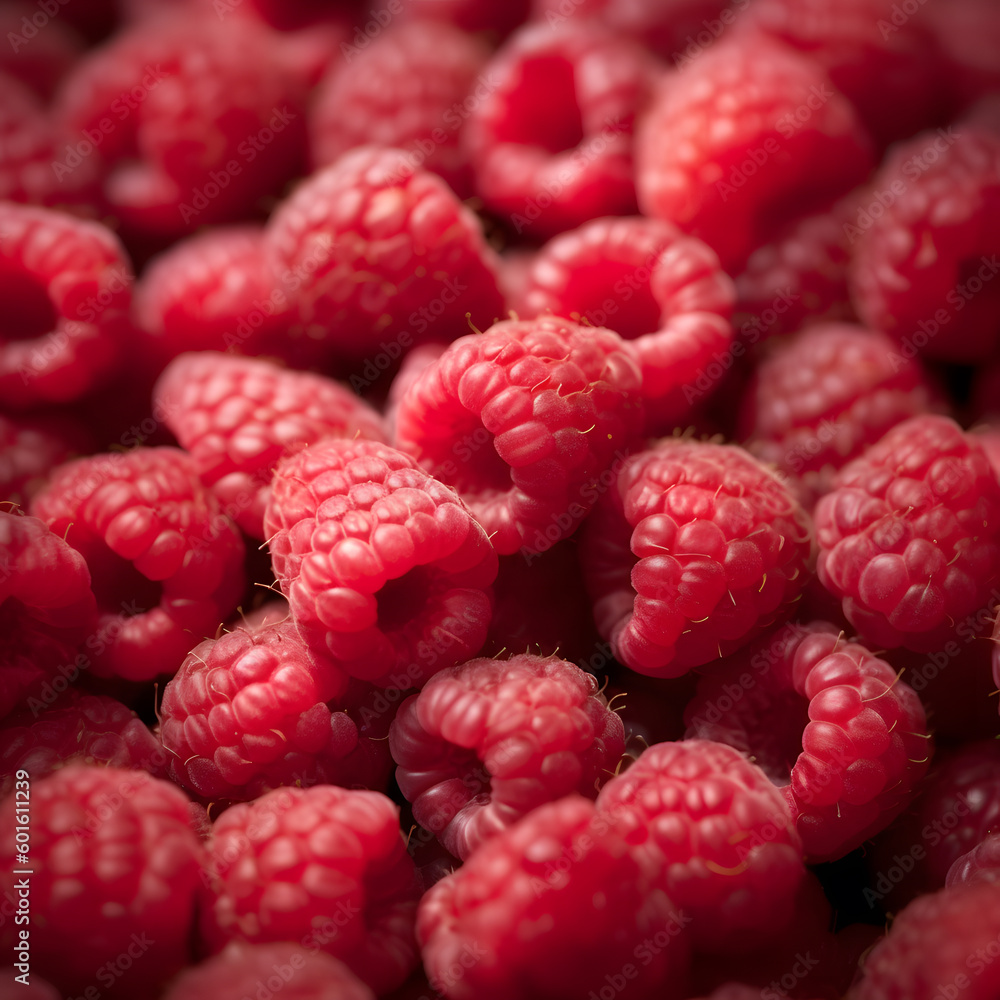 Intricately Arranged Raspberries Close-up. Generative AI Intricately Arranged Raspberries Close-up. Generative AI