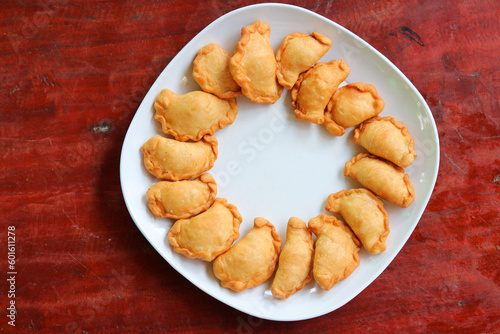 Curry puff on a plate