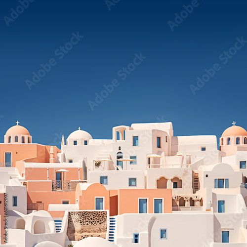 mediterranean architecture and cloudless blue sky  fictional landscape created with generative ai 