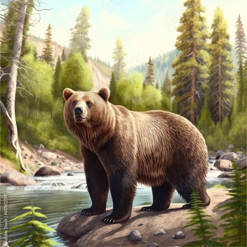 brown bear on the river bank