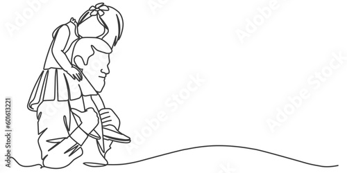 Farther and daughter line art style vector illustration, fathers day line art illustration