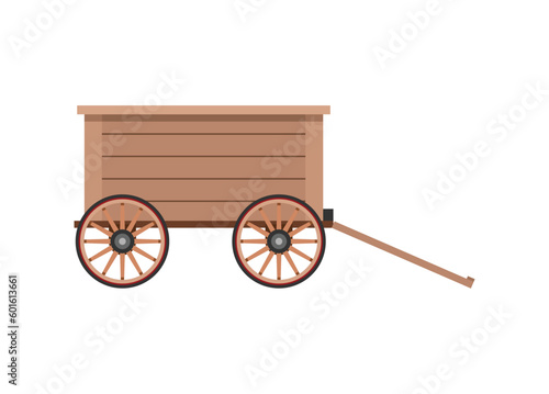 Wooden wheelbarrow. Simple flat illustration.
