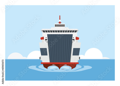 Ferry boat. Simple flat illustration. 