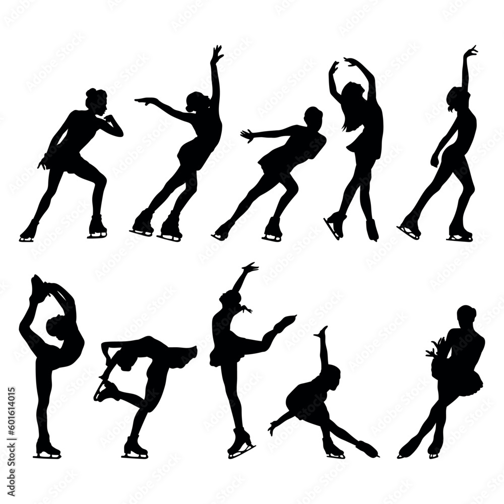 Figure skating woman sport silhouette stencil templates Figure skating woman sport silhouette stencil templates