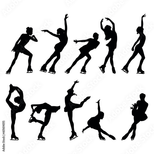 Figure skating woman sport silhouette stencil templates