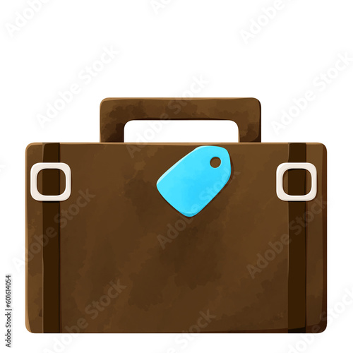 Brown Leather briefcase suitcase illustration