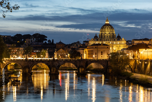 saint peter basilica city rome sunset tevere bridge © franco lucato