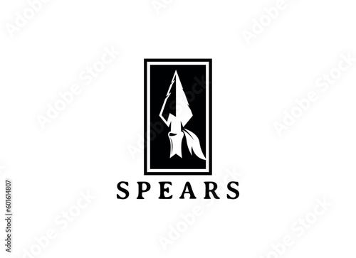 Native Indian Spear Arrowhead for Hunting, Hunt, Hunter Vintage Grunge Retro Hipster Logo Design