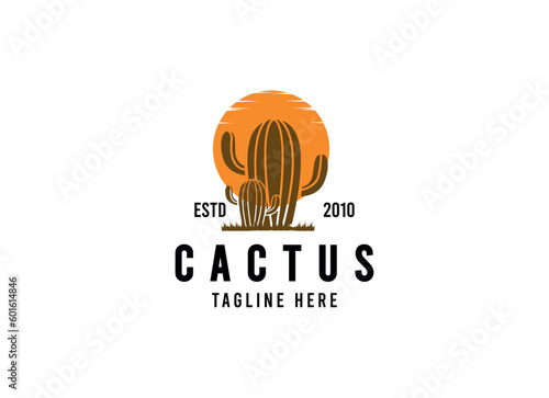 cactus illustration wild west design desert vintage