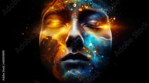 man's face in space. generative ai.