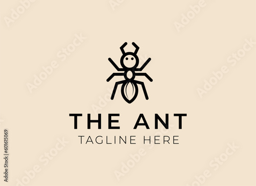 Ant vintage logo vector design template. Minimalist ant logo