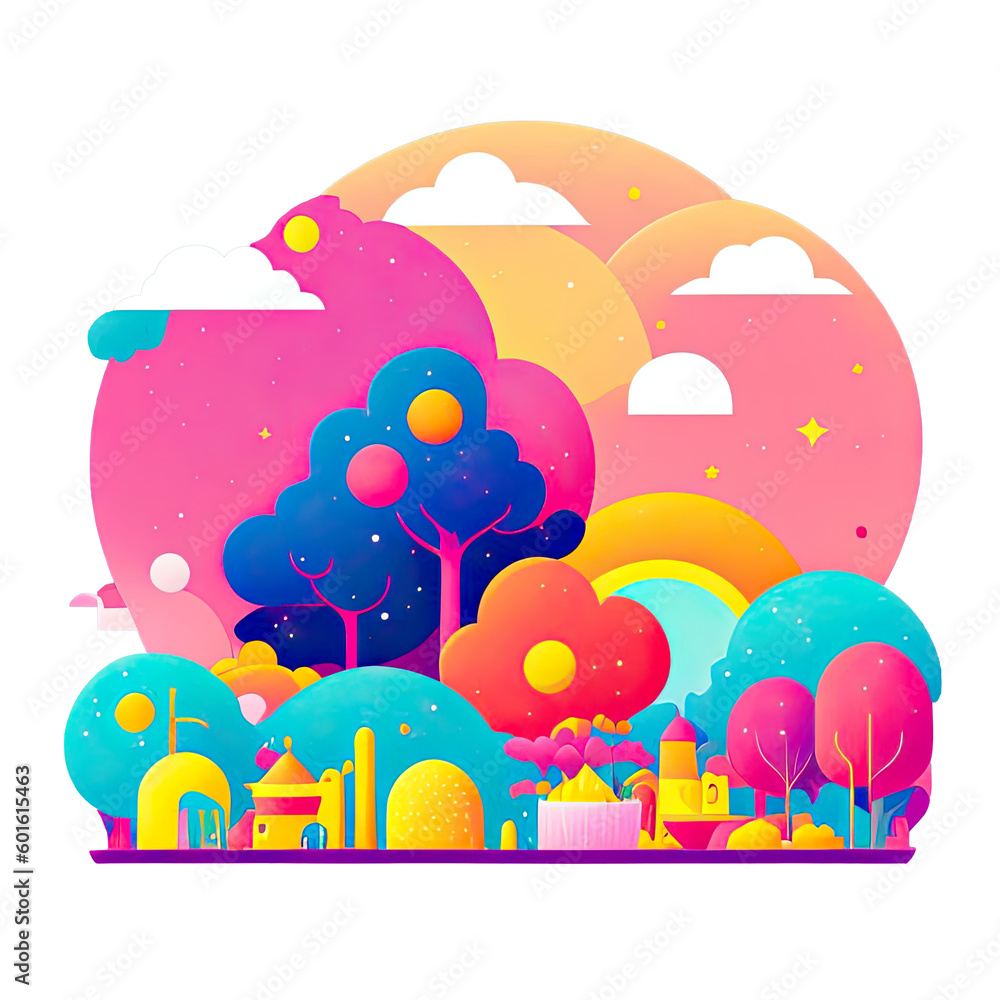 doodle garden,landscape with rainbow,abstract art doodle garden,landscape with rainbow,abstract art