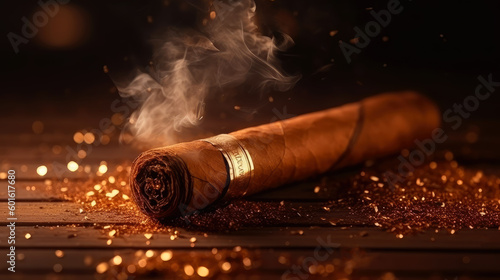 cigar on black background, generative ai.