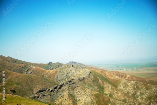 Sand and rocky landscape in the steppe