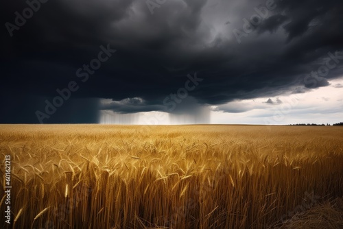 Dramatic Wheat Field Under Stormy Sky - AI Generated