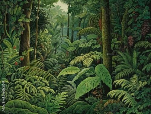 Biodiversity in Rainforest: Vibrant Green Tropical Ecosystem - AI Generated