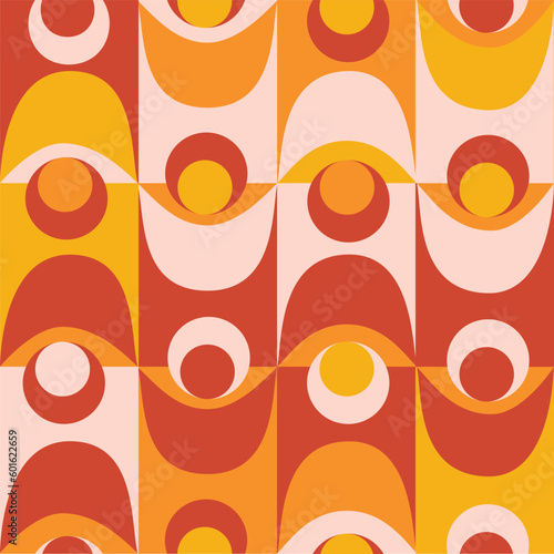 60s geometry retro background. 70s Seamless waves pattern. Vector.
