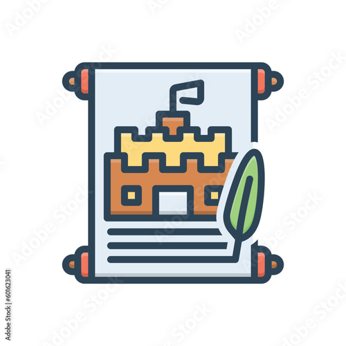 Color illustration icon for historic 